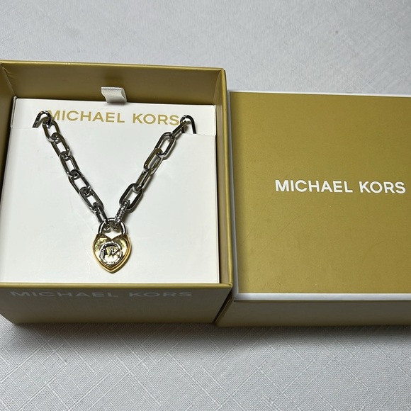 NEW Michael Kors two-toned necklace. Silver & gold tones. Chain link Box incl - Picture 12 of 14